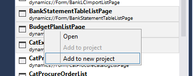 Screenshot of the context menu to add search results to a new project from metadata search.
