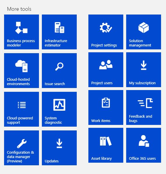 Screenshot of the Lifecycle Services project tiles.