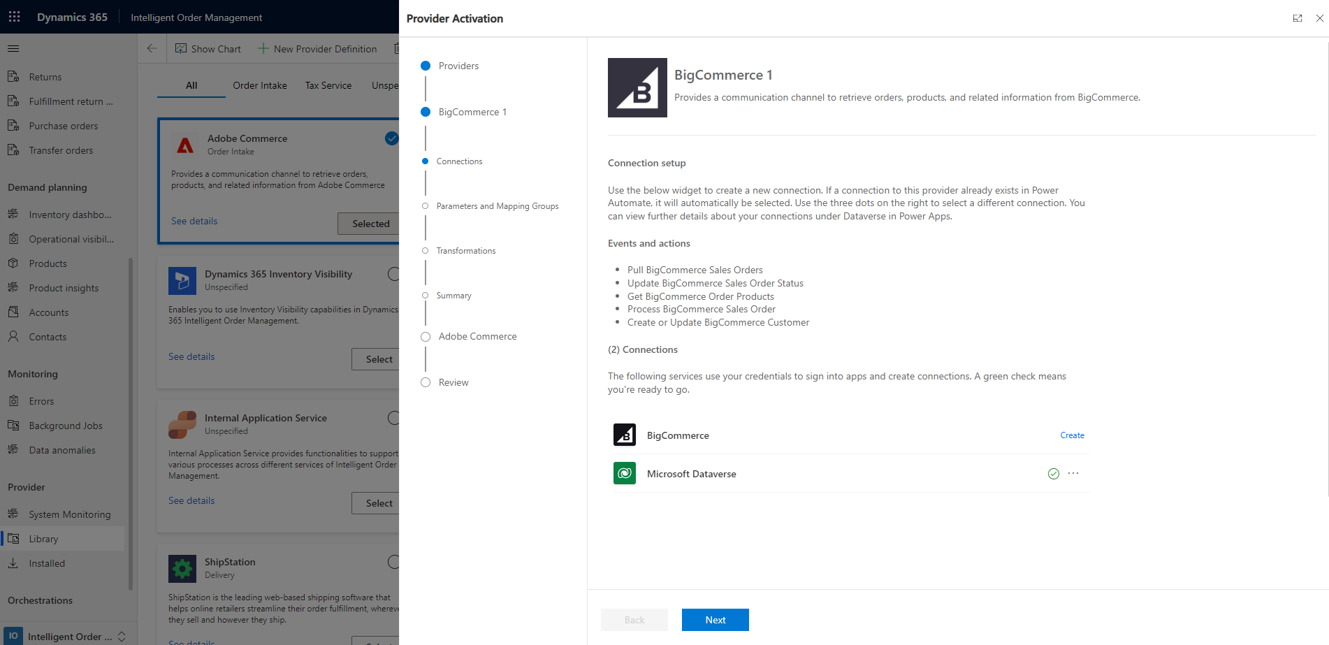 Screenshot of the Provider Activation page.