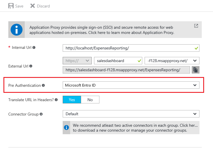 Screenshot that shows the pre-authentication method in the Microsoft Entra admin center.
