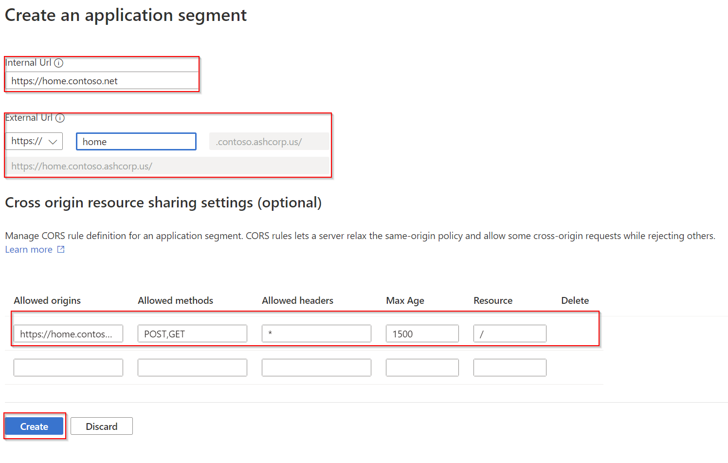 Screenshot of add or edit application segment context pane.