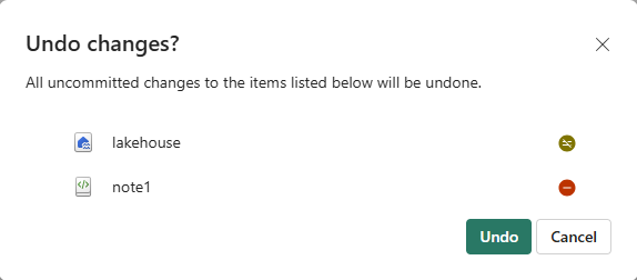 Screenshot of source control window asking if you're sure you want to undo changes.