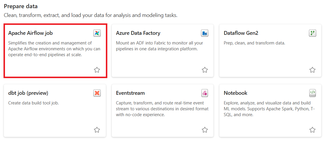 Screenshot to select Apache Airflow Job.