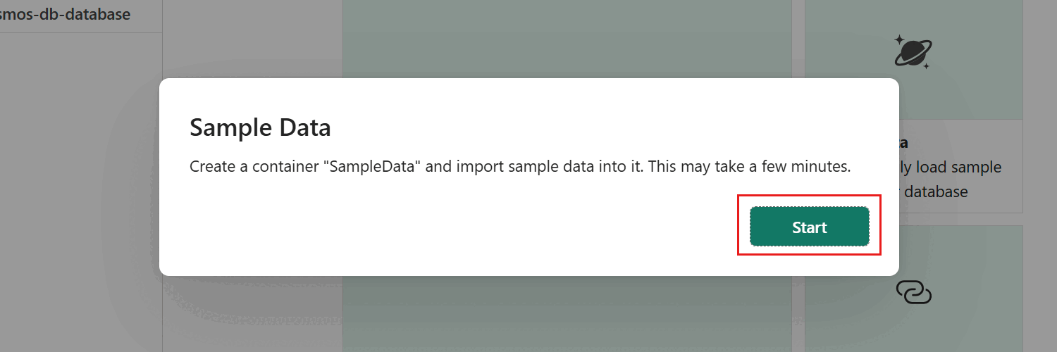 Screenshot of the dialog to confirm that the sample data loading operation could take a few minutes in the Fabric portal.