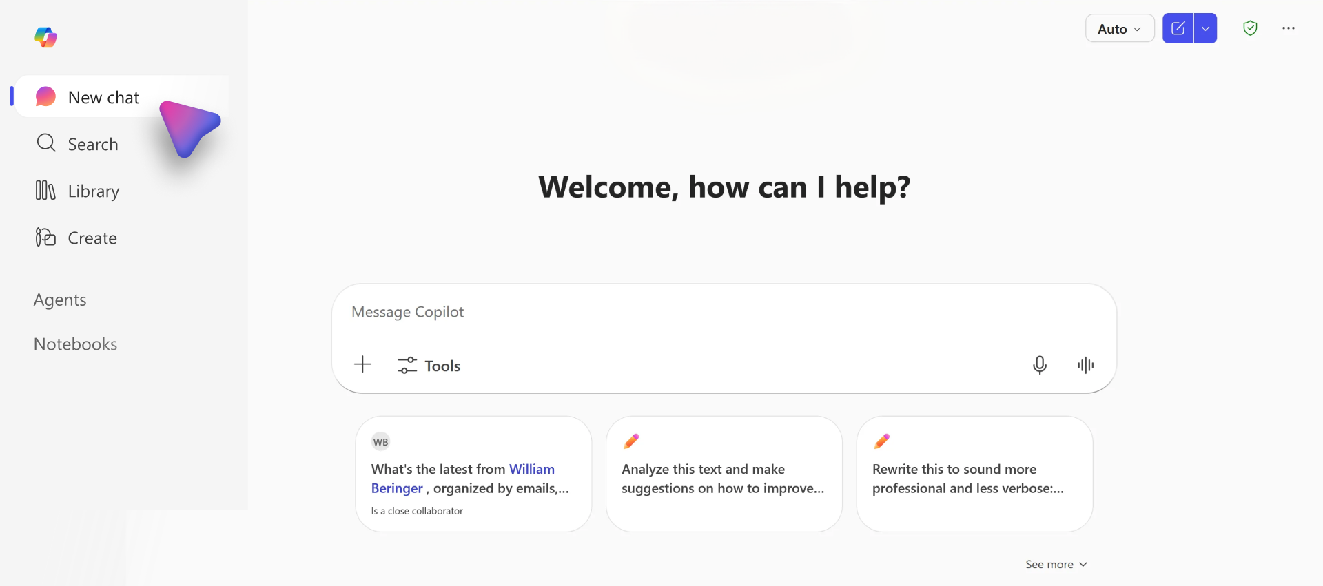 Screenshot that shows the free Microsoft Copilot consumer version to use for personal tasks.