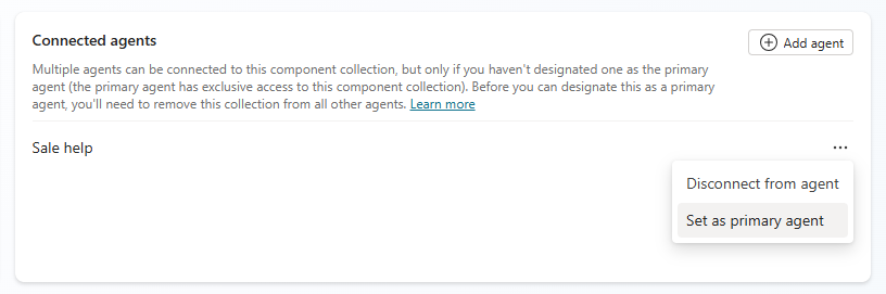 Screenshot showing the option to set the primary agent.