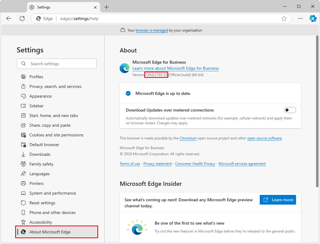 The build number for Microsoft Edge on Sep. 28, 2024