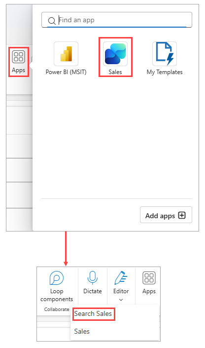 Screenshot showing search option in the Sales agent in new Outlook.