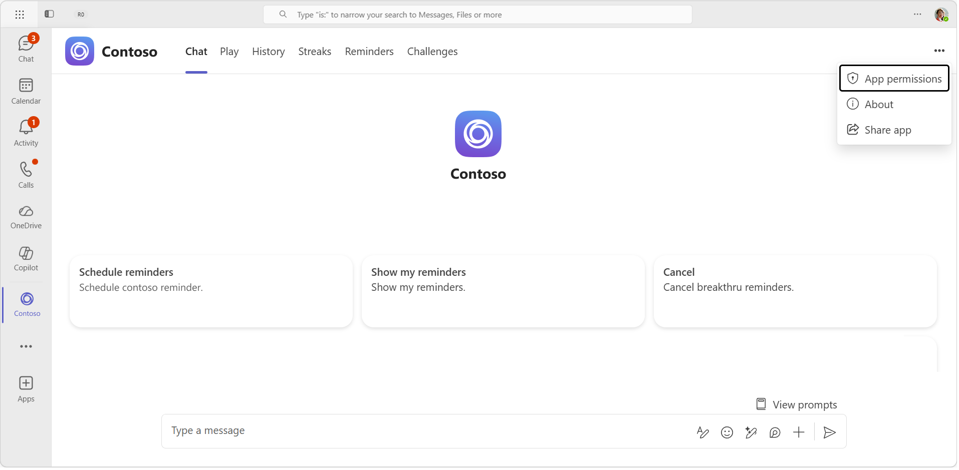Screenshot showing app permissions