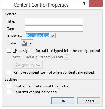 Content control properties dialog box Content control properties dialog box screenshot
