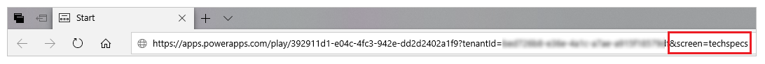Web address for TechSpecs screen Web address for TechSpecs screen.