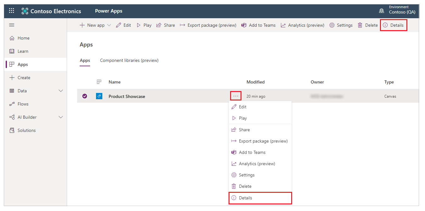 App details option App details option.