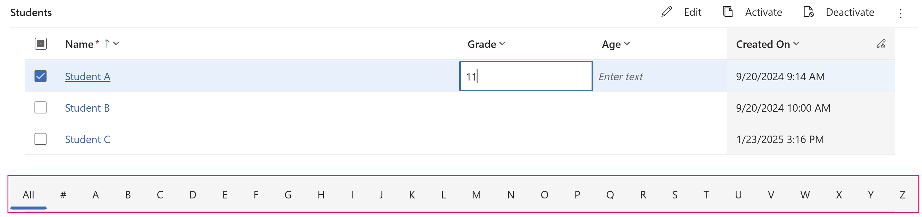 Jump bar enabled and displayed in the view for an app