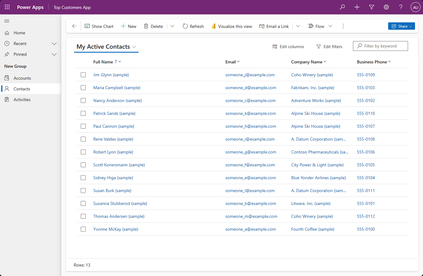 A view page with the modern, refreshed look.