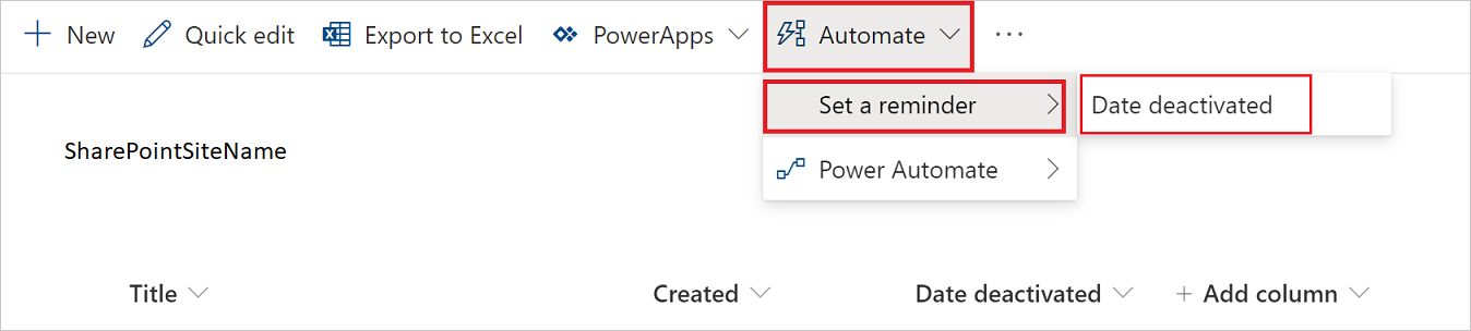 Select a reminder flow Screenshot of how to select a reminder flow.