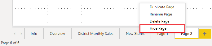 Screenshot of the Hide Page option.