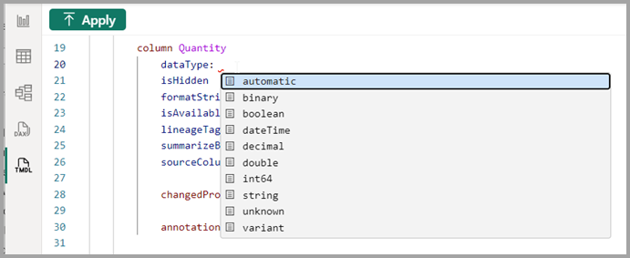 Screenshot of autocomplete in the code editor.