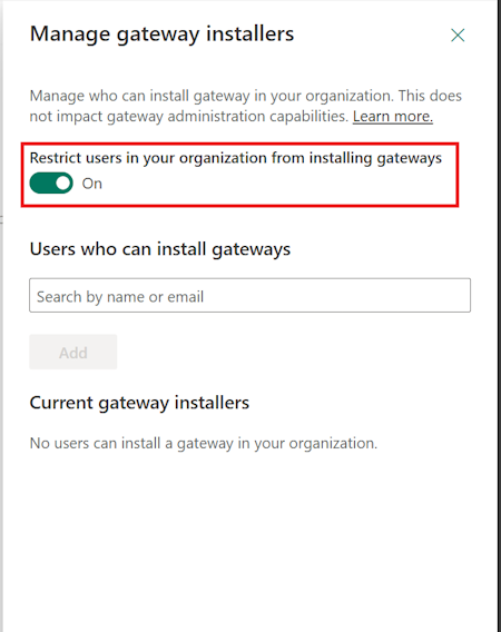Manage gateway installers users.
