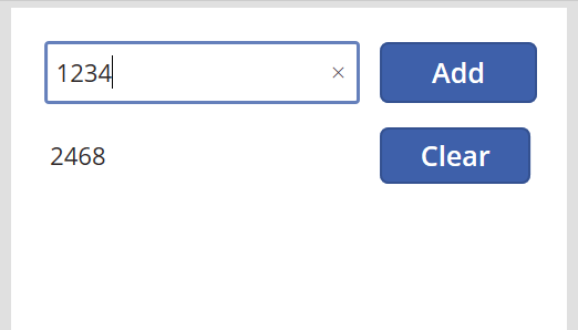 Text-input control shows a value, and label shows running total Text-input control shows a value, and label shows running total.