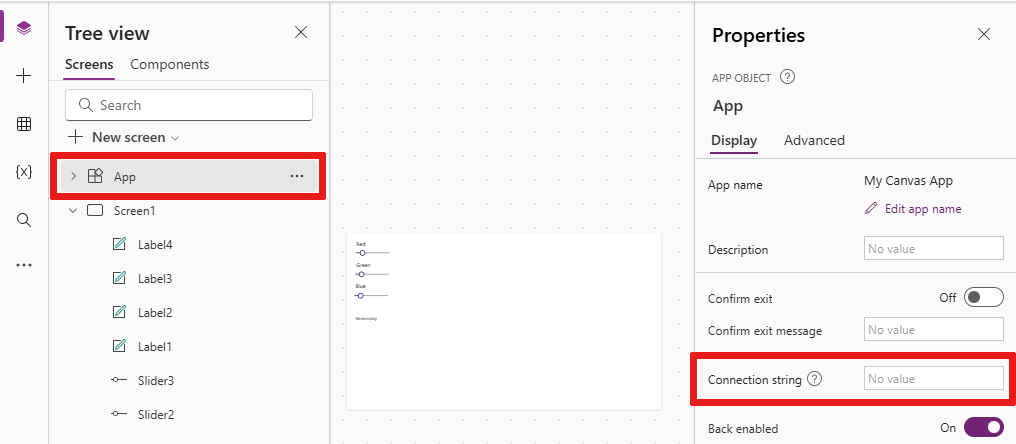 Add connection string Screenshot of adding a connection string.