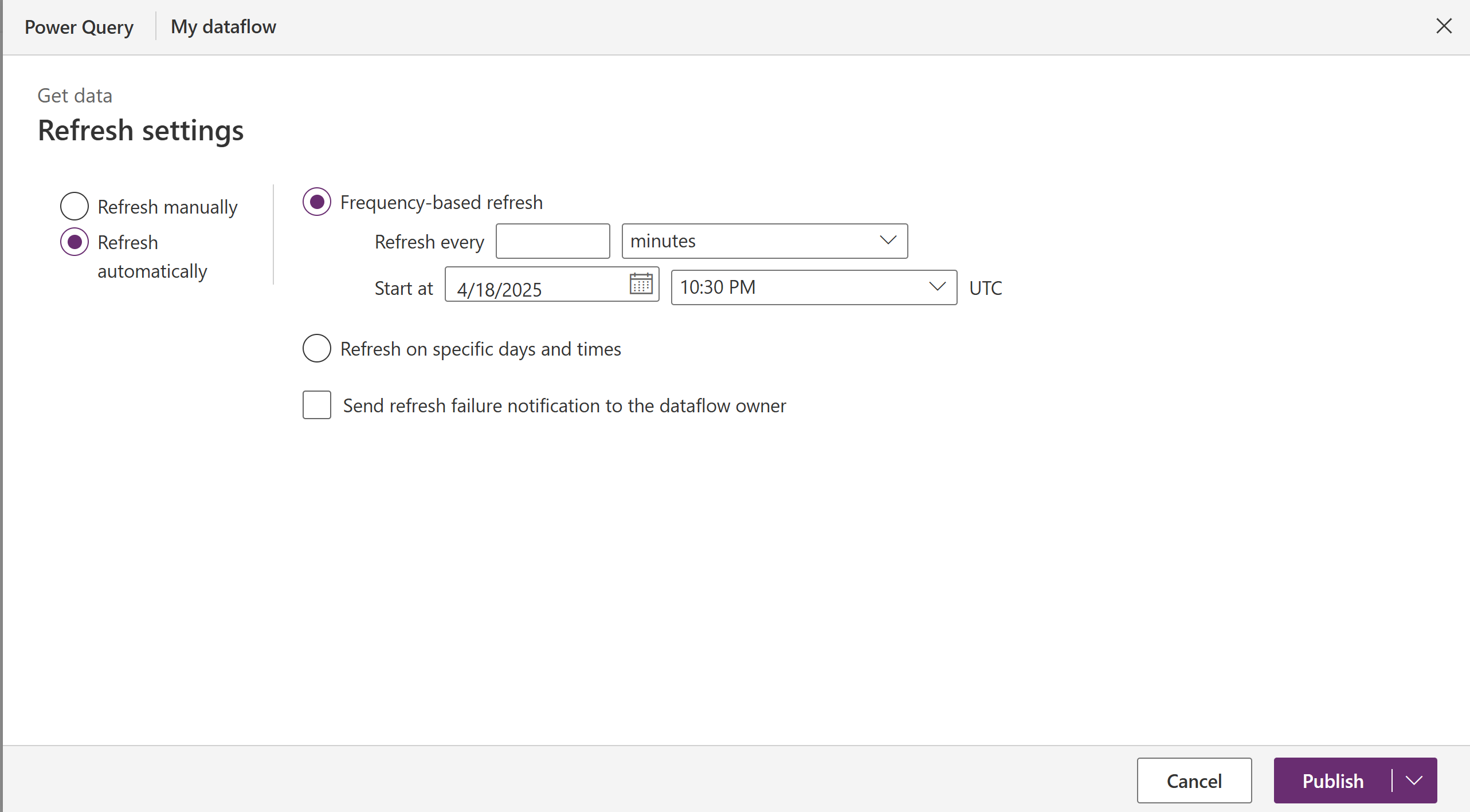 Refresh automatically option.