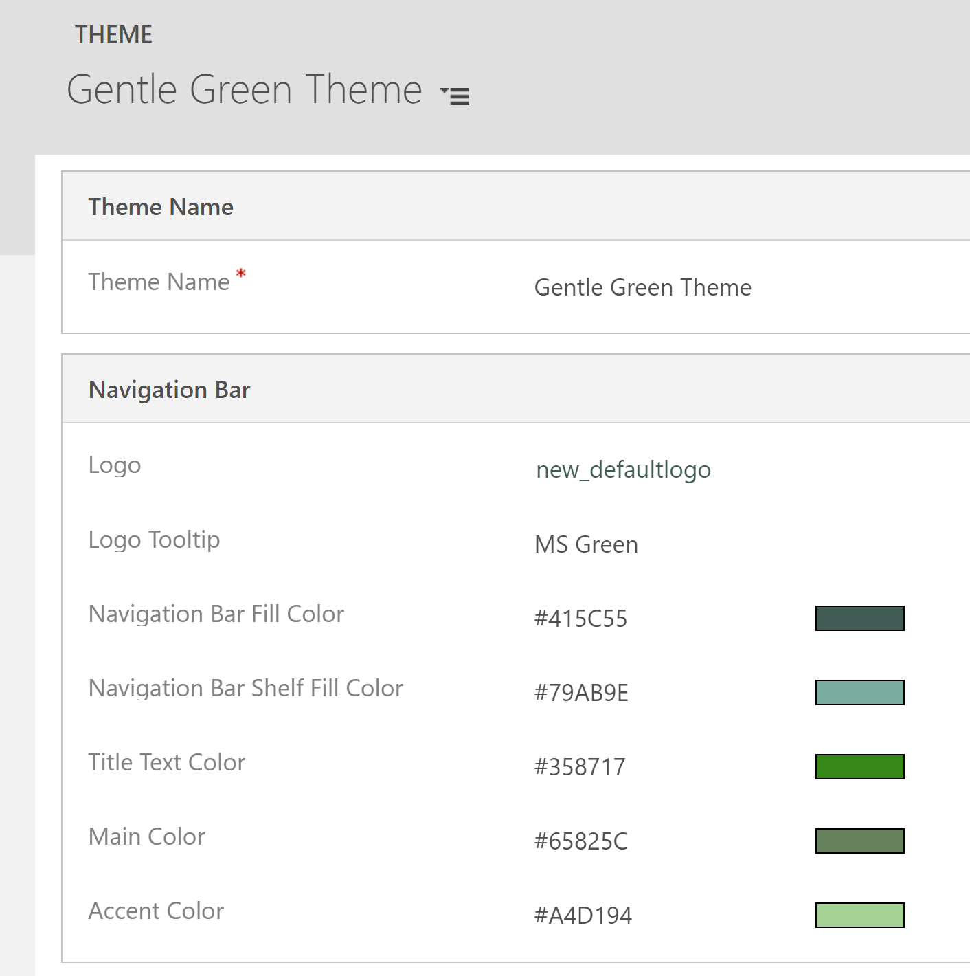 Gentle green theme colors for navigation bar Gentle green theme colors for navigation bar.