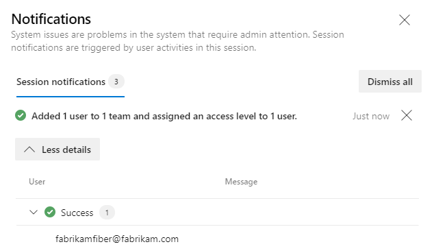 Screenshot of the Notification dialog of Success.