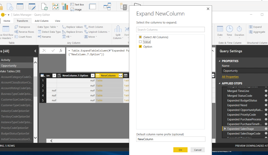 Choose the column that represents the label Choose the column that represents the label
