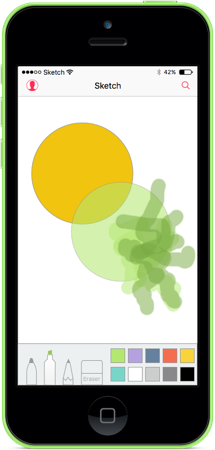 A brush stroke rendered as more translucent or opaque based on the amount of pressure