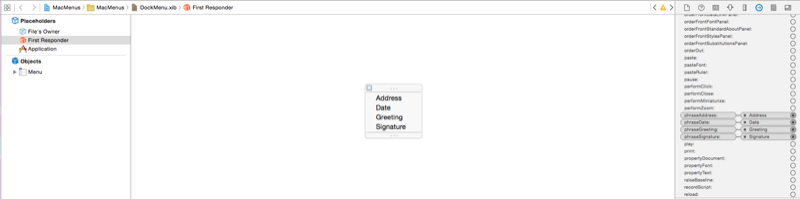 The required actions Repeating for other menu items attaching them to their corresponding actions.