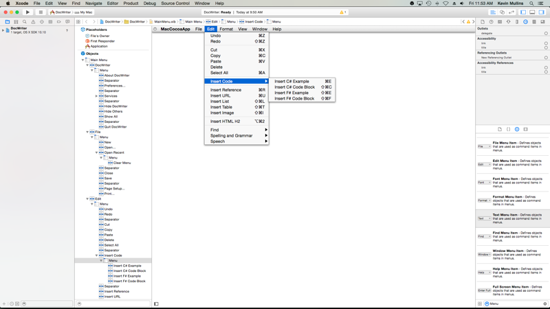 An example menu An example menu