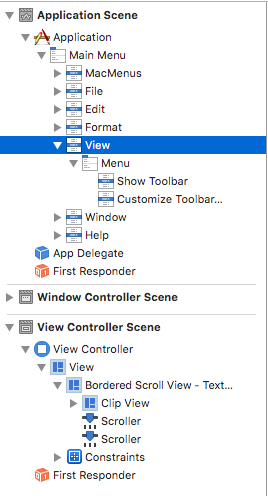 Selecting the View menu item Selecting the View menu item
