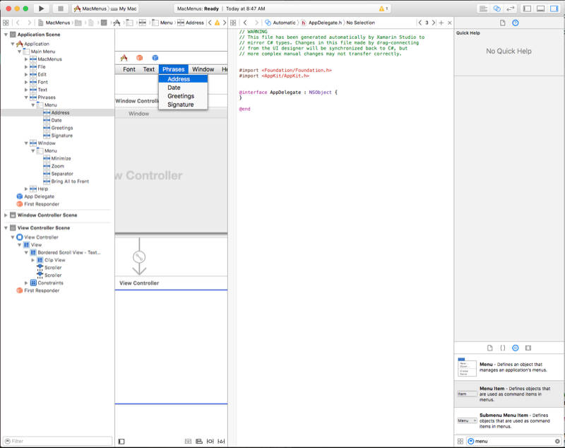 Creating the required actions Creating the required actions