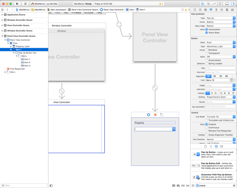 Adding a popup button Adding a popup button