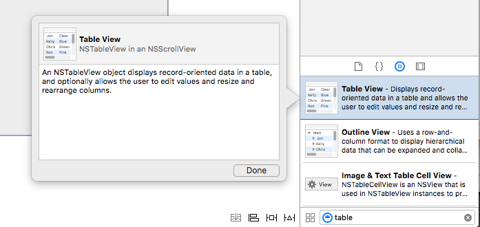 Selecting a Table View from the Library