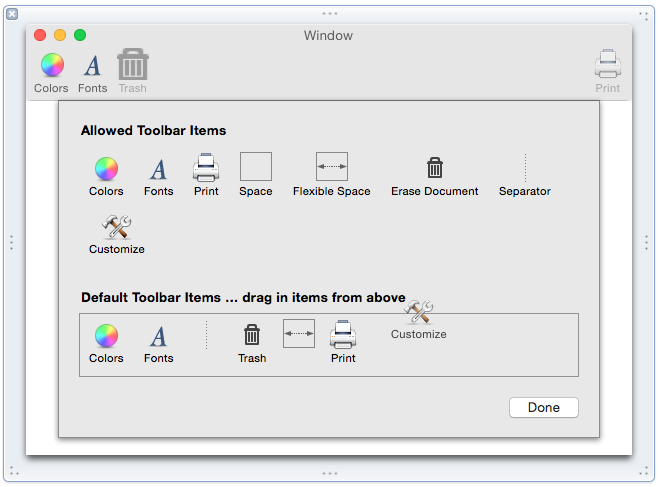 Reordering a toolbar item by dragging Reordering a toolbar item by dragging