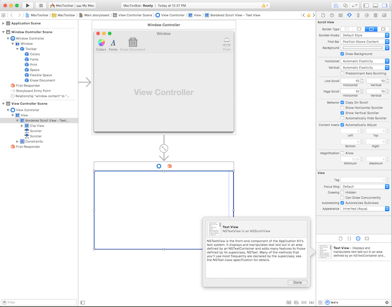 Adding a text view to the application Adding a text view to the application