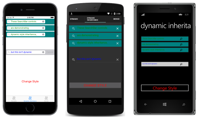 Green Dynamic Style Inheritance Example