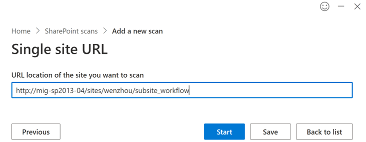 Enter the url location of the site you want to scan.