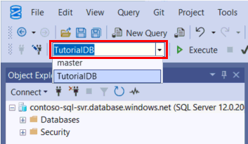 Screenshot showing how to Change the database context.