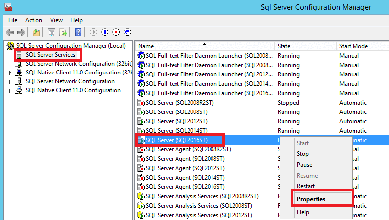 Screenshot of Configuration Manager server properties.