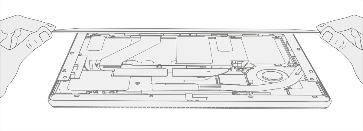 Screenshot that shows lifting the top edge of the glass while pressing down on the IBC to separate TDM.