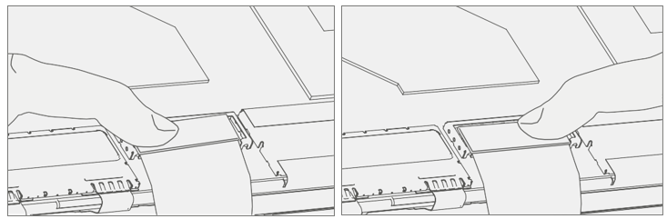 Screenshot that shows pressing shield over connected TDM FPC ensuring all edges snap in place.