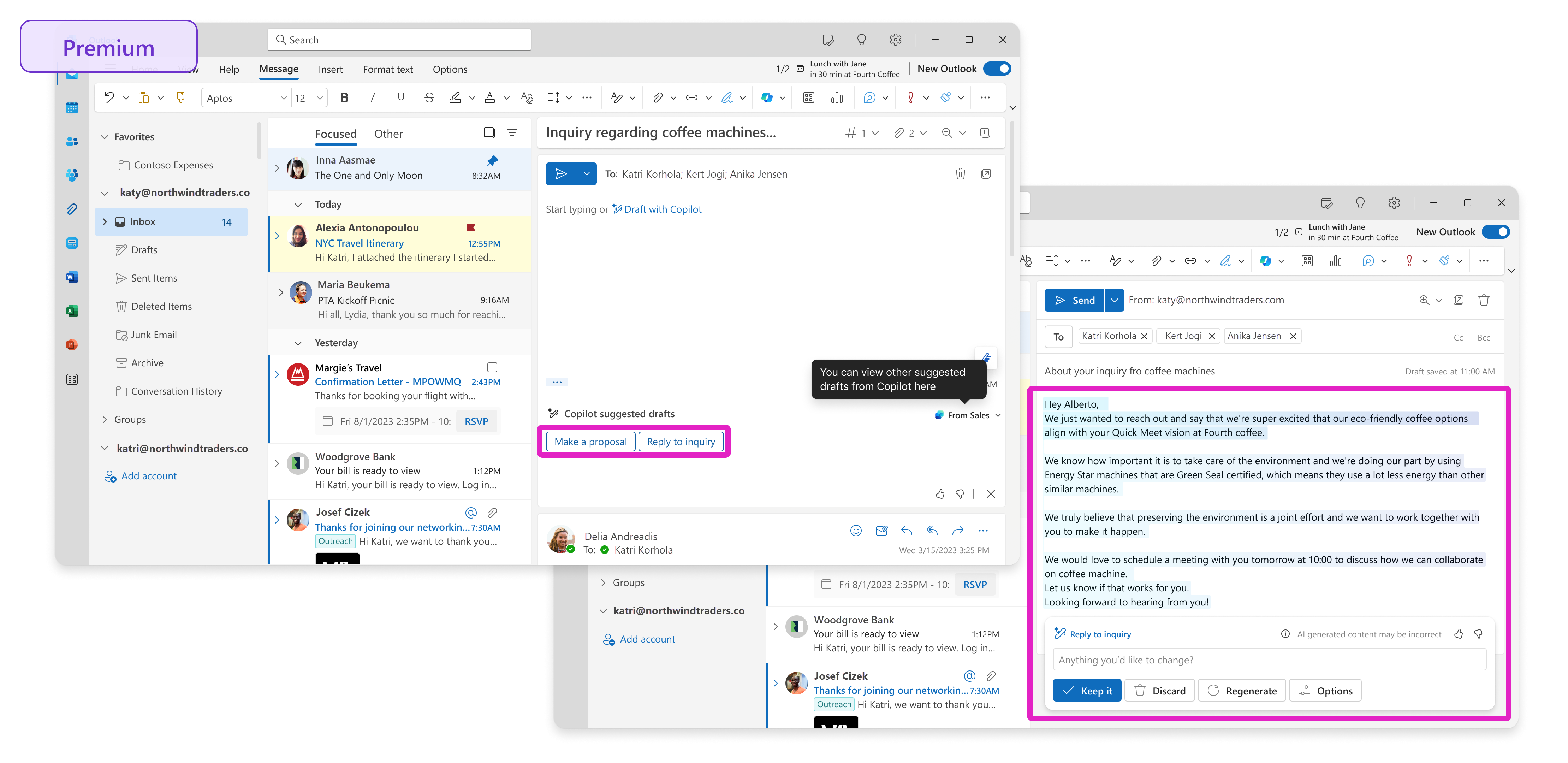 Screenshot showing an AI-generated draft response.