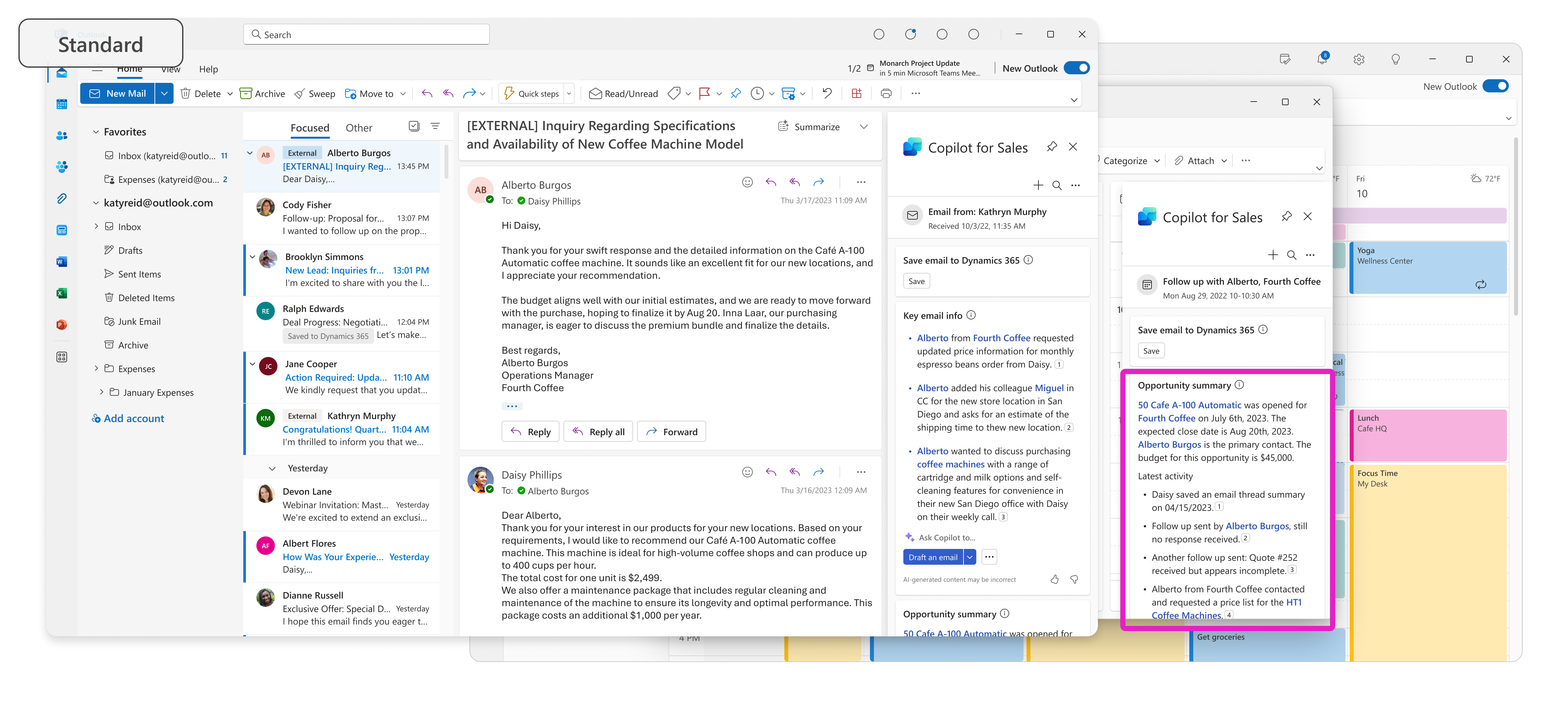 Screenshot showing an example of a meeting prep summary.
