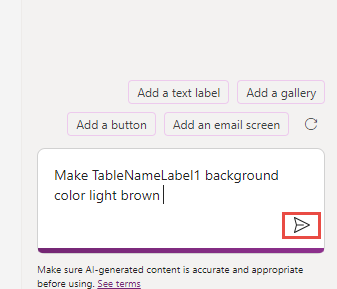 Screenshot of the send button.