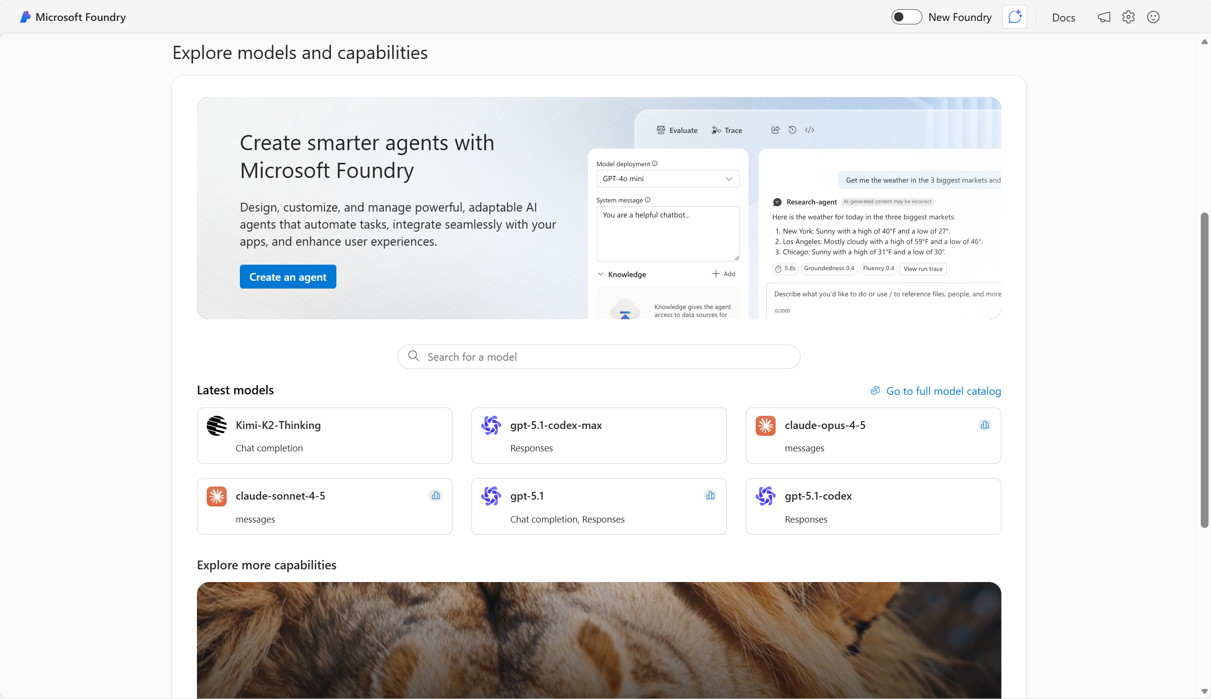 Screenshot of Foundry main page.