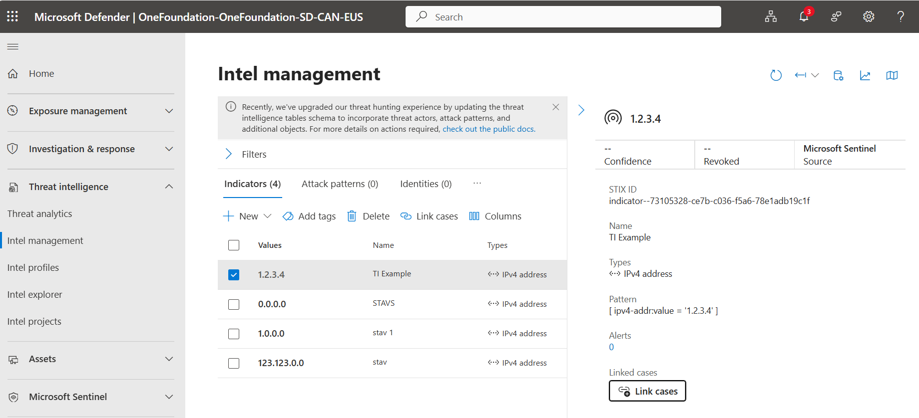 Screenshot showing the link indicator option from the TI Indicator view.
