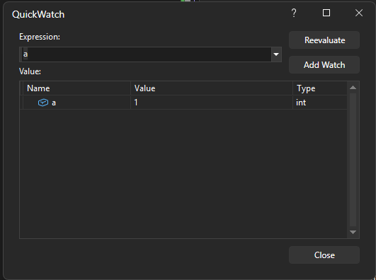 Screenshot of a variable in the QuickWatch window.