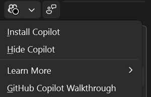 Screenshot that shows the Copilot badge when Copilot isn't installed.